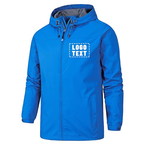 Image of Nicevhljac Personalised Rain Jacket for Men Custom Lightweight Waterproof Outdoor Raincoat Printed Text Image Photo Logo