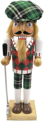 Santa's Workshop 14" Green Plaid Golfer Nutcracker