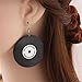 coadipress Vintage Vinyl Records Earrings for Women Retro Black Red Acrylic Long Player DJ Rock Roll 50s 60s 70s Classic Music Circle Record Dangle Drop Earrings Disco Party Jewelry (Black Round)