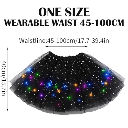 Tüllrock Damen LED,Tütü halloween Unterteile für Erwachsene Kostüm-Unterteile für Erwachsene Teenager Minirock Mit LED Lichter Prinzessin Tütü Kleid Ballett Rock,Karneval Kostüm Tüllrock Bequem