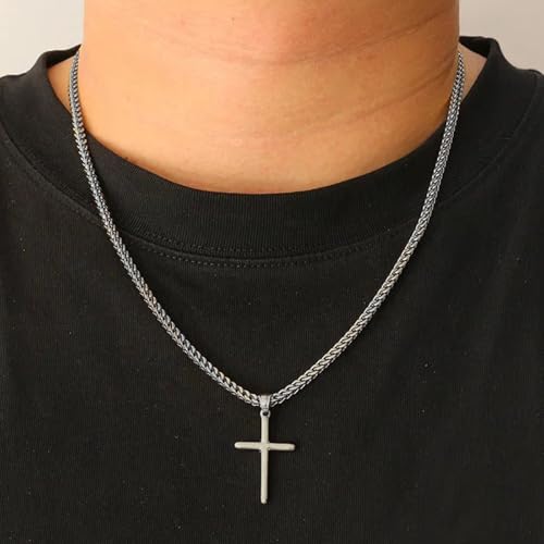 Image of Peora Fancy Cross Pendant with Cuban Chain Fashion Jewellery Gift for Men & Women