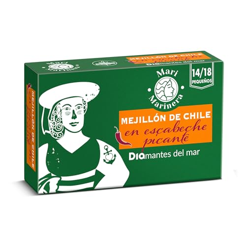 Mejillones de Chile en escabeche picante 14/18 piezas Mari Marinera lata 69 g