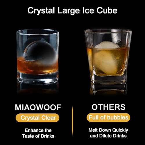 Clear Ice Cube Maker, 2.5 Inch Stainless Steel Crystal Large Clear Ice Ball Maker, Silicone Ice Cube Mold for Cocktails, Drinks & Bourbon, Whiskey Gifts for Men (1 Pack) — view 2