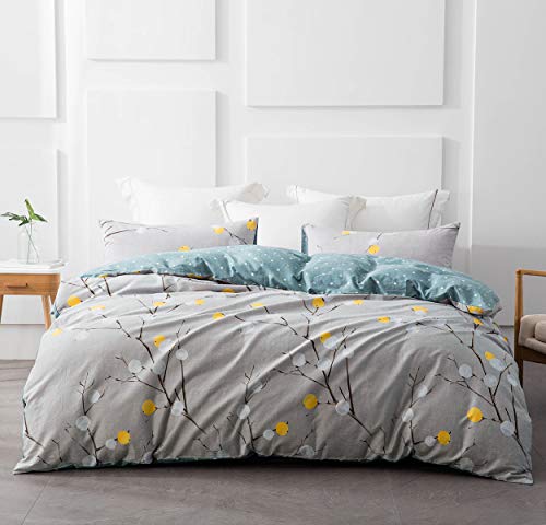 Image of SLEEPBELLA Duvet Cover Set 600 Thread Count Cotton Bedding Set (Twin, Grey Branch)
