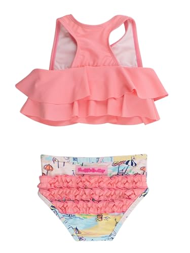 Image of RuffleButts Girls UPF50+ Sun Protection Flounce Bikini Two Piece Swimsuit