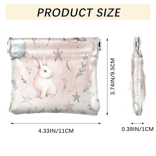 Cute Rabbit Coin Purse Leather Pouch Change Purse, Squeeze Coin Pouch for Cards, Keys & Lipsticks, Unisex3