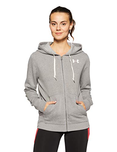 Under Armour Women's Favorite Fleece Full Zip Hoodie,True Gray Heather /Midnight Navy, Medium
