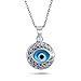 Produktbild Türkische spirituelle Schutz Amulett Runde Kreis Moving Floating Aqua Nazar Blau Evil Eye Filigran Charm Anhänger Halskette für Frauen Für Teenager .925 Sterling Silber