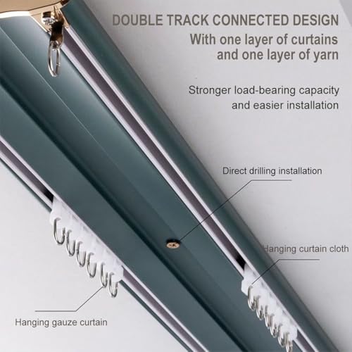 Doppio Binario per Tende, Robusto Binario da Soffitto in Alluminio, Personalizzabile per Soggiorno, Bagno, Camera da Letto, Divisorio – Kit Completo di Binario da Soffitto