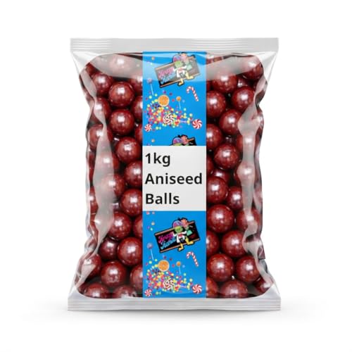 Krazy Kandi Aniseed Balls 1kg Bulk Bag | Traditional Hard Boiled Sweets | Intense Aromatic Flavour | Retro Pick and Mix for Sharing Party Bags and Gifting