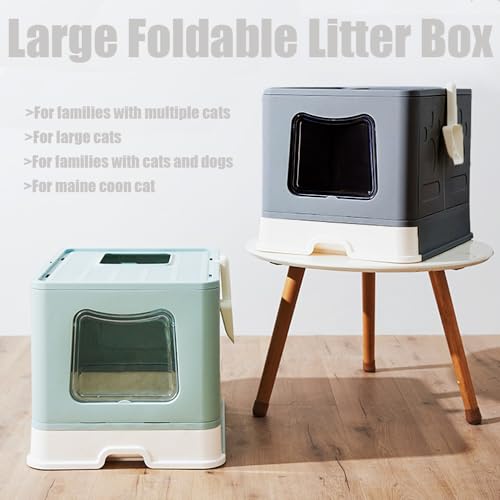 Arenero grande cubierto para gatos Vealind XL con tapa y pala miniatura 4