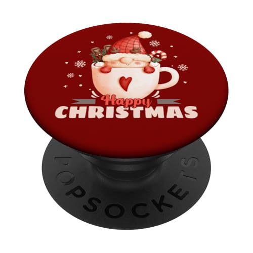 Gnome de Noël dans une tasse, Joyeux Noël PopSockets PopGrip Adhésif