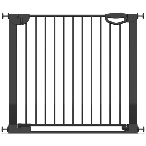 Geuther Türschutzgitter Easylock Flatstep Schwarz I Treppenschutzgitter zum Klemmen oder Bohren I Breite 90-97 cm I Türschutz für Ihr Baby & Haustier I Kinderschutzgitter beidseitig öffnend