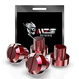 MZS Mirror Hole Plugs Motorcycle Mirrors Blanking Cover Caps Universal CNC Red 4 Pcs M10 X 1.25...