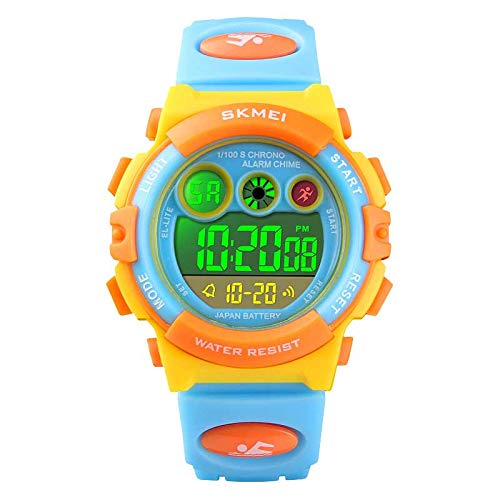 Preisvergleich Produktbild MOLINGXUAN Kinder Multifunktionale elektronische Uhr Transparent Bunte LED-Lichtwasserdichte Digitaluhr Stoß- Persönlichkeit Studenten Watch (hellblau),G
