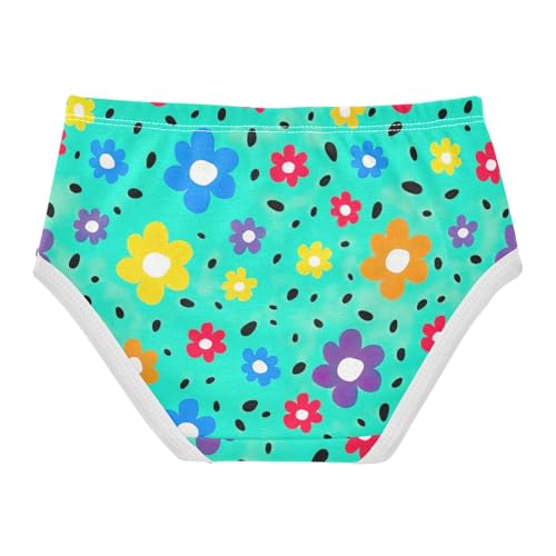 Playful Cute Colorful Floral Teal Panties for Girl Girls Underwear Toddler Cotton Animals Kids Briefs Undies 2t2