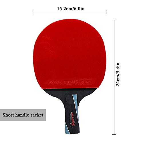 Andoer Raquete de pingue-pongue profissional Raquete de tênis de mesa com alça curta Ping Pong Bat R