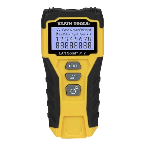 Klein Tools VDV526‑200E | V LAN Scout Jr. 2 Kabeltester | Für Cat 3–7 Netzwerkkabel | RJ45 Test & Toner | LCD mit Hintergrundbeleuchtung | Remote & Batterien inkl | Kompaktes robustes Design