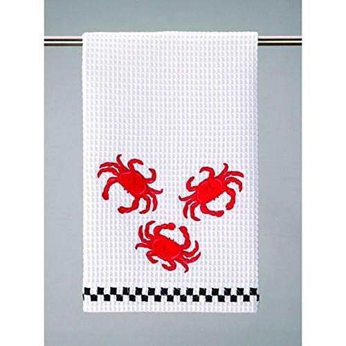 Peking Handicraft 04Ta731Wc Crabs Waffle Weave Kitchen Towel, 25-Inch Length, Cotton #TOP16