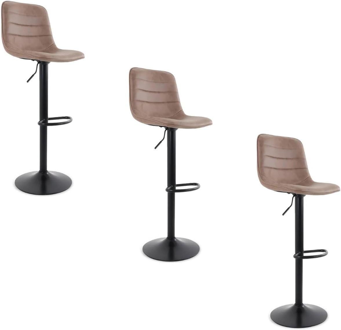 GAON. Sillas Bar y Barra de Cocina Set de 3 Piezas Ajustables Giratorias Acojinadas (Cafe)