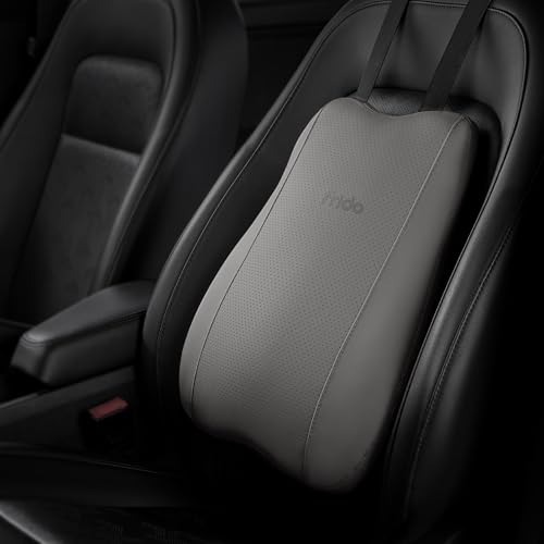 Image of Frido Premium Car Back Rest Cushion with Lumbar Support Pillow for Driving, Hi-Per Memory Foam Back Support and Luxe Leatherette Cover, Relieves Back Pain and Improves Posture for Long Drives | Ivory