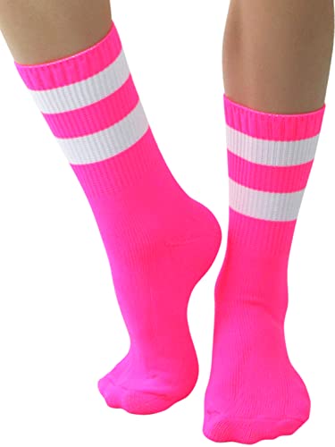 Image of ToBeInStyle Women's Acrylic Ankle Hi With Double Stripe Top Crew Fun Athletic Socks