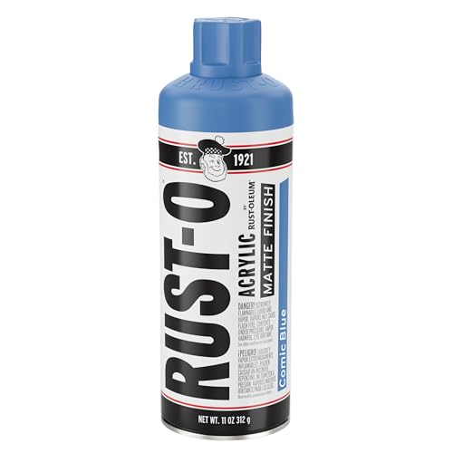 Rust-Oleum Rust-O Acrylic Spray Paint | Street Artist Spray Paint for Murals | Weather Resistant for Concrete, Wood, Brick and Other Surfaces | 11 Ounce | Matte Comic Blue