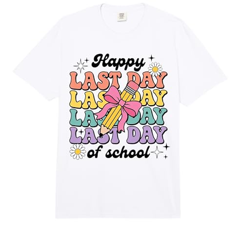 Happy Last Day of School Coquette Bow End of School Year Comfort Colors Adult Heavyweight T-Shirt