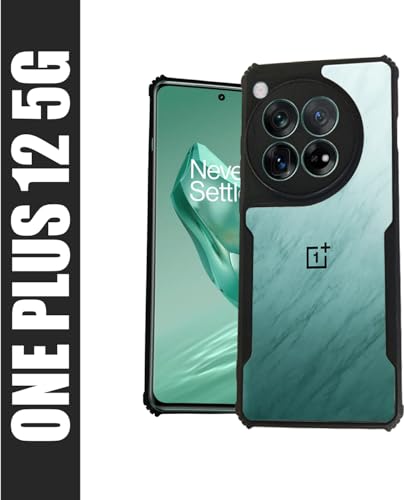 Image of AIBEX Crystal Clear Back Cover Case for OnePlus 12 5G | 360 Degree Protection | Shock Proof Design | Transparent Back Cover Case (PC & TPU, Black Bumper)
