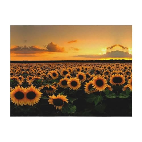 PHAYAH Manta de franela con patrón de girasol y puesta de sol de 50 x 40 pulgadas para cama, sofá, noche de cine, campamento y viajes, manta cálida ultrasuave