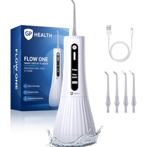 Cordless Water Flosser for Teeth, Self-Cleaning Oral Irrigator for Braces & Gum Care, Adjustable Pressure, 365ml Tank, LCD Timer & Battery Display, USB-C Rechargeable, IPX7 Waterproof