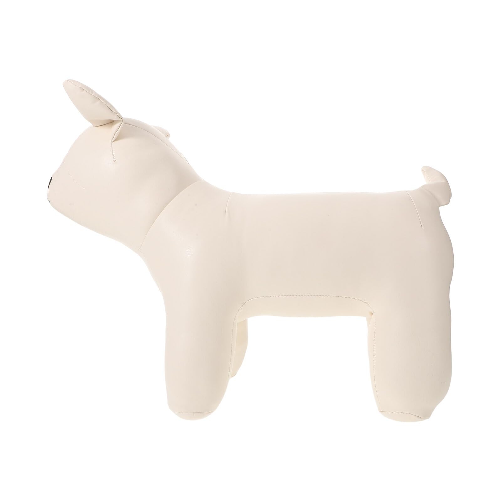 Mannequin pour chien en cuir PU blanc assis 42x29cm