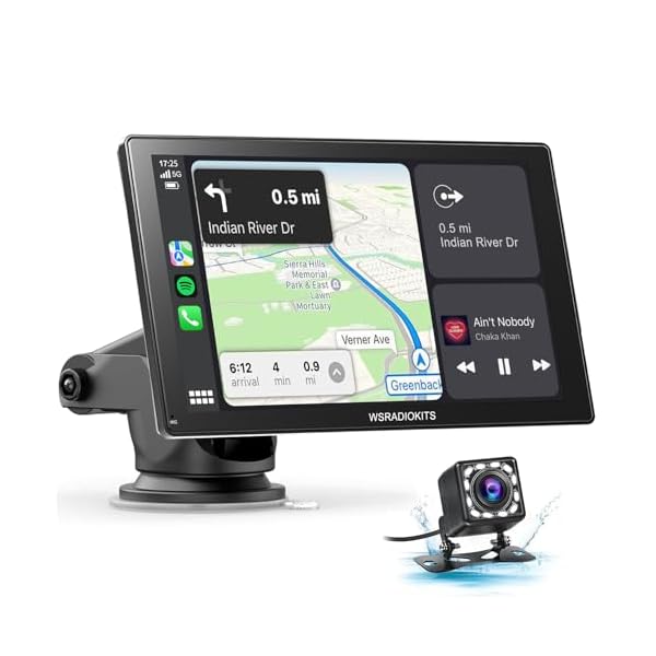 Wireless Carplay Touchscreen with Backup Camera: Portable Carplay & Android Auto Car Stereo, Car Audio Receivers with Mirror Link, GPS Navigation, Car Audio Receivers, Car Stereo, Bluetooth (9 inches)