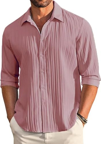 CB-COLEBROOK Men's Casual Button Down Shirts Long Sleeve Linen Shirt Fashion Textured Beach Summer Shirts| Men Stylish Shirt | Men Fancy (Available in Plus Size)