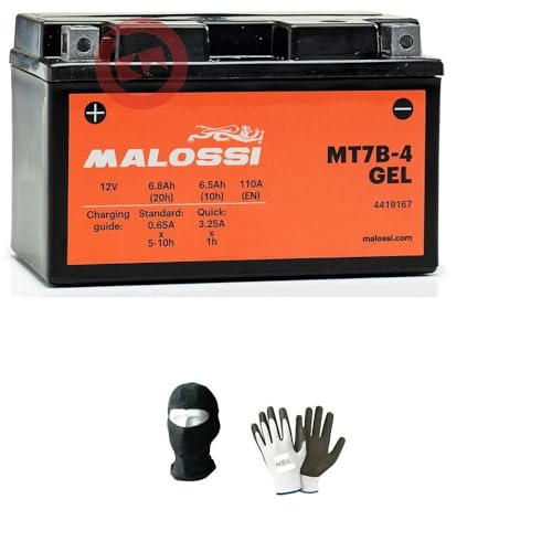 DESCRIZIONE E CARATTERISTICHE PRODOTTO: BATTERIA MALOSSI MT7B-BS(4) (YT7B-BS) IN GEL PRECARICATA SIGILLATA -BATTERIA PRONTA PER L’UTILIZZO, COMPLETA, BISOGNA SOLO MONTARLA, GIA’ CARICA!! -Sigillata/ermetica, -precaricata (attivata in fabbrica - Factory Activated) - A tenuta stagna -12 Volt 6,5 Ah ampere -NEL TITOLO INDICHIAMO IL MODELLO SPECIFICO PER LA TUA MOTO, SCOOTER O QUAD!!