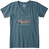 Life is good Women's Crusher Vee Engraved Seas Van T-Shirt (Pacific Blue)