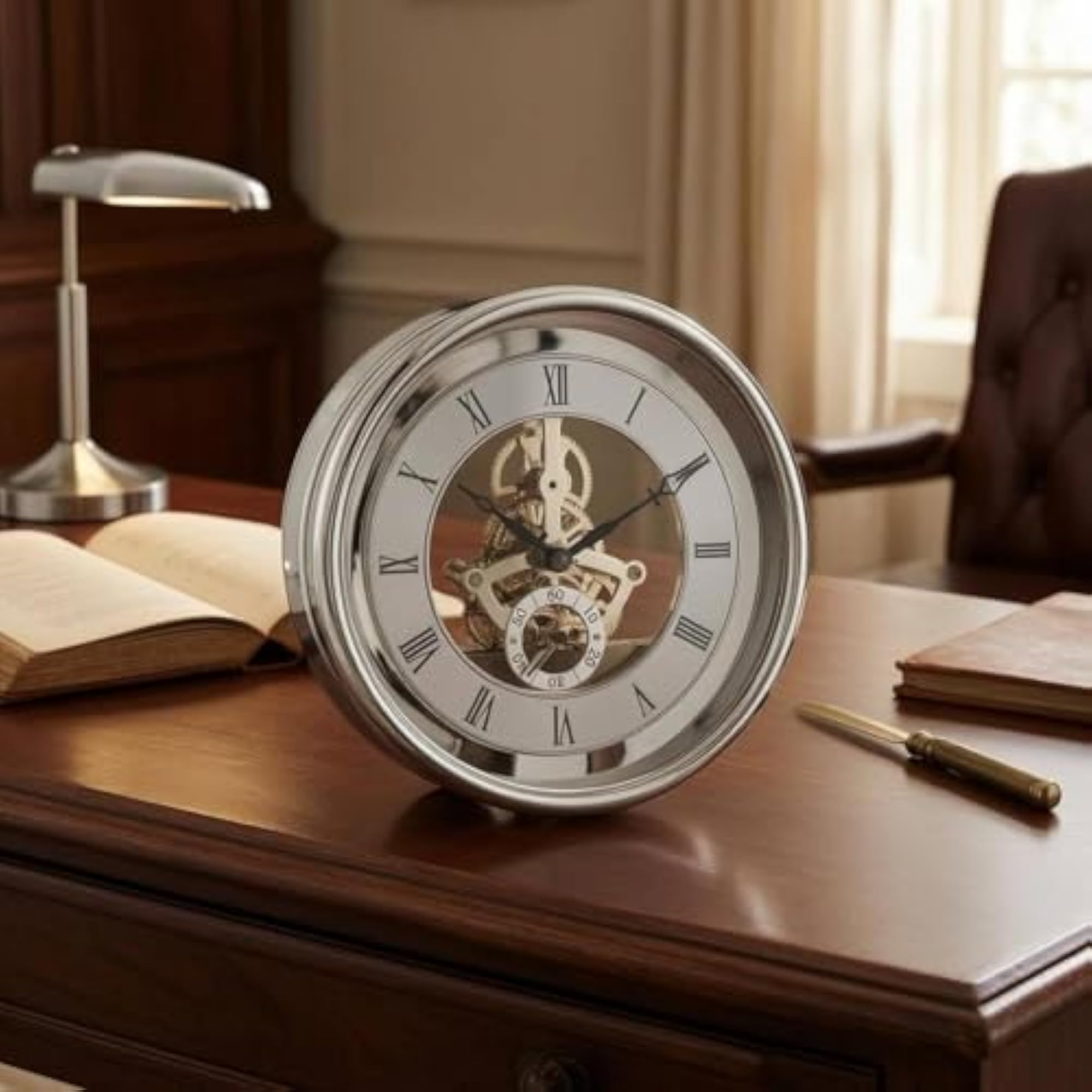 Exposed Gears Transparent Clock Core Movement with Black Hands