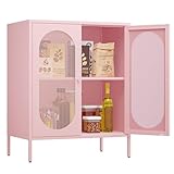 Fumedo 2 Door Accent Cabinet,Metal Storage Cabinet with Adjustable Shelf,Buffet Sideboard for Bed Room,Living Room,Entryway,Hallway,Home,Hotel,Office,Garage,Kitchen,1 Removable Shelf.