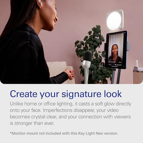 Image of Elgato Key Light Neo, No Mount, Professional Studio Light | Adjusts for all skin tones, Up to 1000 lumens with USB power, Edge-lit, glare-free design, Fits stands and clamps