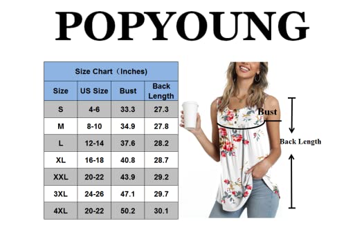 Popyoung Plus Size Women's 2023 Spring-Summer Henley Shirts Button Up Tunic Tops Casual Sleeveless Blouse Plus Size T-Shirts 4Xl, Fl Cashew Cyan-Blue #TOP4