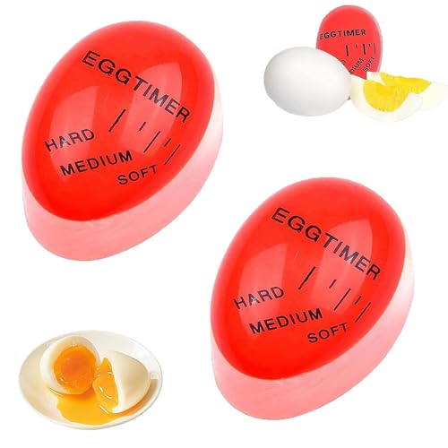 2 Stück Eieruhr zum Mitkochen, Egg Timer, Timer Für Gekochte Eier, Anzeige Hart/Medium/Weich, Temperatur Und Zeitänderungen Gekochte Eier zum Frühstück