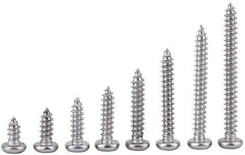 200pcs M3 Pan Head Screws Wood Screws Cross Recess 304 Stainless Steel Self-tapping Screws M3x6mm/8mm /10 mm/12 mm/16 mm/20 mm/25 mm/30 mm
