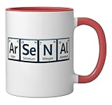 Arsenal (Ar-Se-N-Al) Periodic Table Elements Ceramic Mug, Red/White