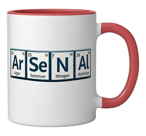 Taza cerámica Arsenal con elementos periódicos rojo/blanco miniatura 2