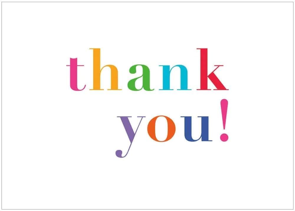 Caspari Colorful Boxed Thank You Notes - 8 Note Cards & 8 Envelopes (93609.44B)
