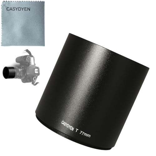 Parasol de lente metálico de 77mm con paño de limpieza para lentes de cámara de 77mm miniatura 1