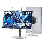 KTC 27 Inch Mini LED Gaming Monitor - 1440P Monitor 2K, HDR1400, 180Hz, Adaptive Sync, HDMI 2.0 x 2, DisplayPort 1.4 x 1, Monitors Gamer with Height Angles Adjustable, White, M27T6