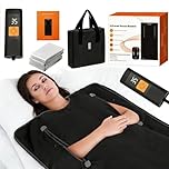 Sauna Infrared Blanket, 500W Portable Sauna Blanket with Handheld Controller & Storage Bag & Aluminum Foil Blanket for Relaxation, Deep Heat Therapy, Improve Sleep(86-158℉ 20-60 Mins Timer,180x80cm）