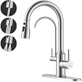 DAYONE Kitchen Faucet with Pull Down Spayer and Water Filter, 3 in 1 Sink Faucet with Drinking Water, 3-Way Kitchen Faucet with Purfied Water Faucet, Cold and Hot Mixer Filter Tap, Brushed Nickel