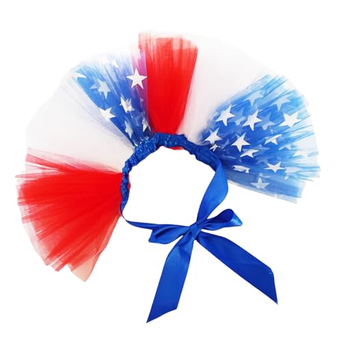 Red White Blue Patriotic Pet Tutu Dress for Dogs & Cats - Adjustable 4th of July Pet Costume Small Animal Tutu Skirt for Independence Day Celebrations
